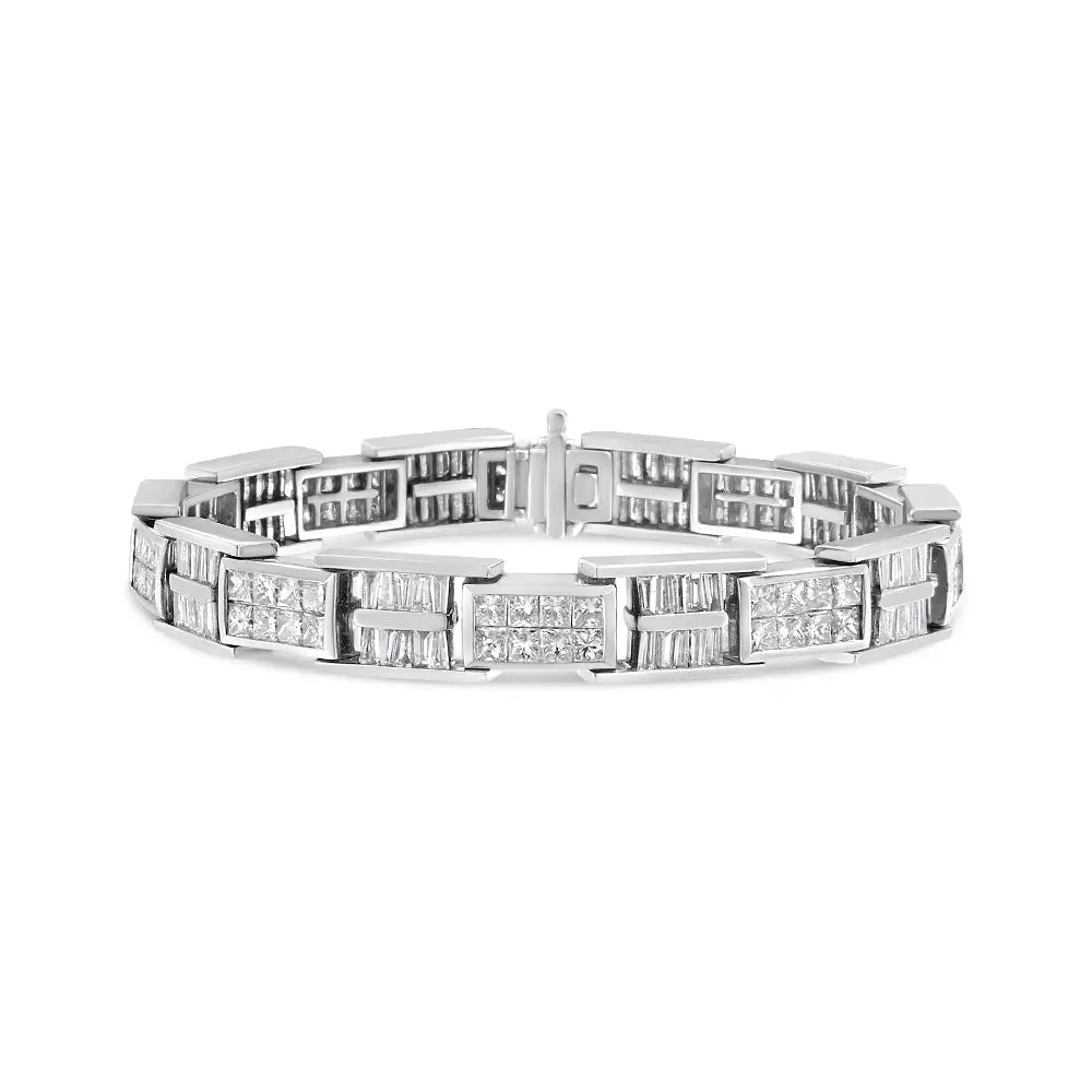 14K White Gold 10 5/8 Cttw Diamond Panel Link Bracelet  - 7" Inches Infinite Jewels