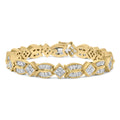 14K Yellow Gold 8 1/5 Cttw Baguette and Princess-Cut Diamond Geometric Twist Link Bracelet (G-H Color, VS1-VS2 Clarity) - Size 7" Infinite Jewels