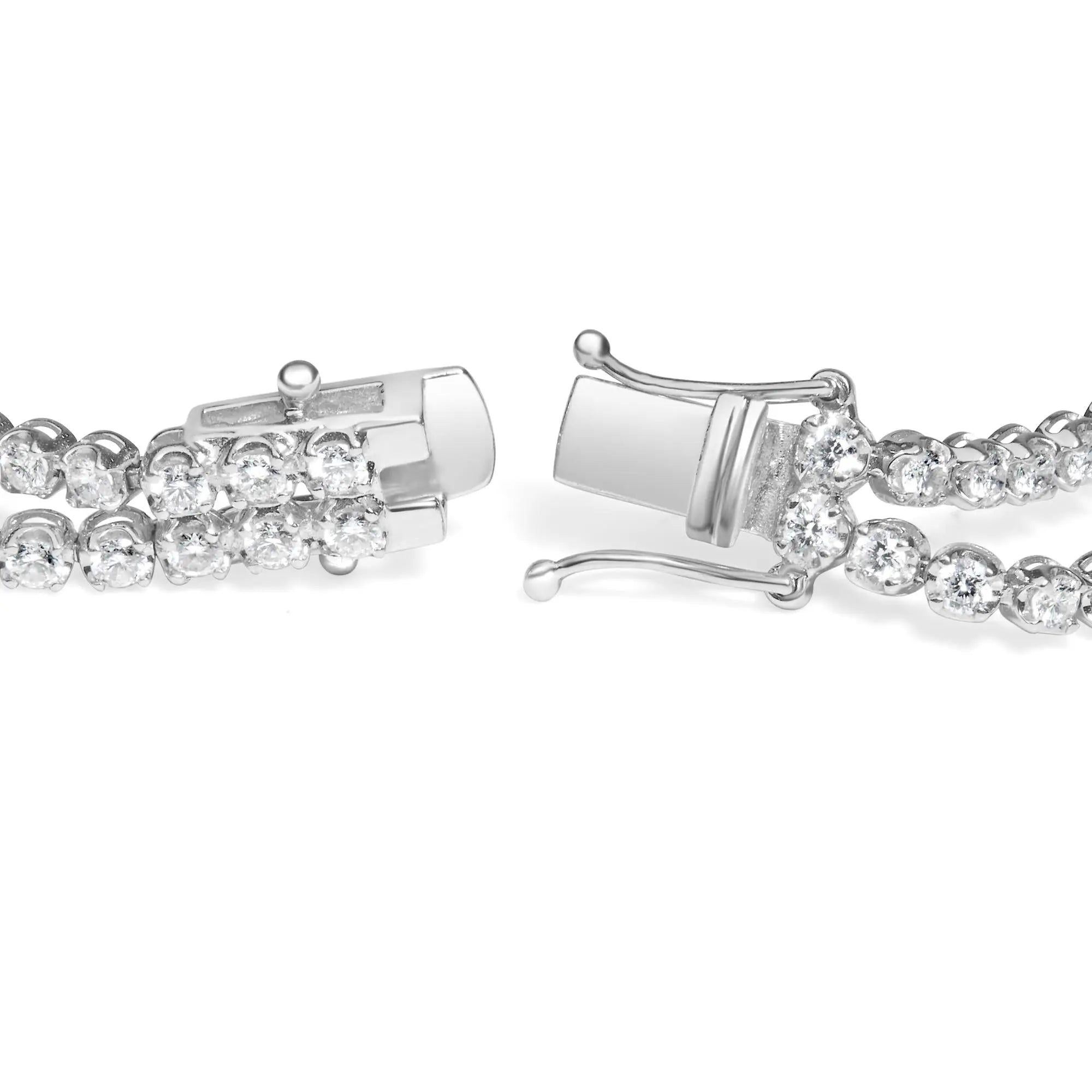 18K White Gold 5 3/5 Cttw Natural Diamond Double Row Link Tennis Bracelet (G-H Color, VS1-VS2 Clarity) - 7" Inches Infinite Jewels