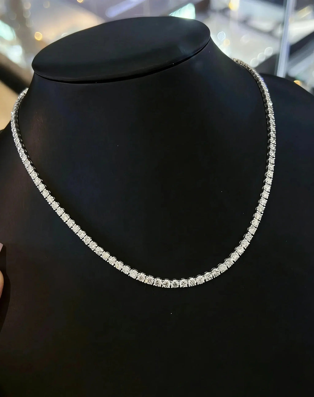 Round Cut Diamond Tennis Necklace, Lab Grown Diamond Necklace, Unisex Tennis Necklace, 0.1 CT each Round Diamond Necklace, Gift Maison Valderre