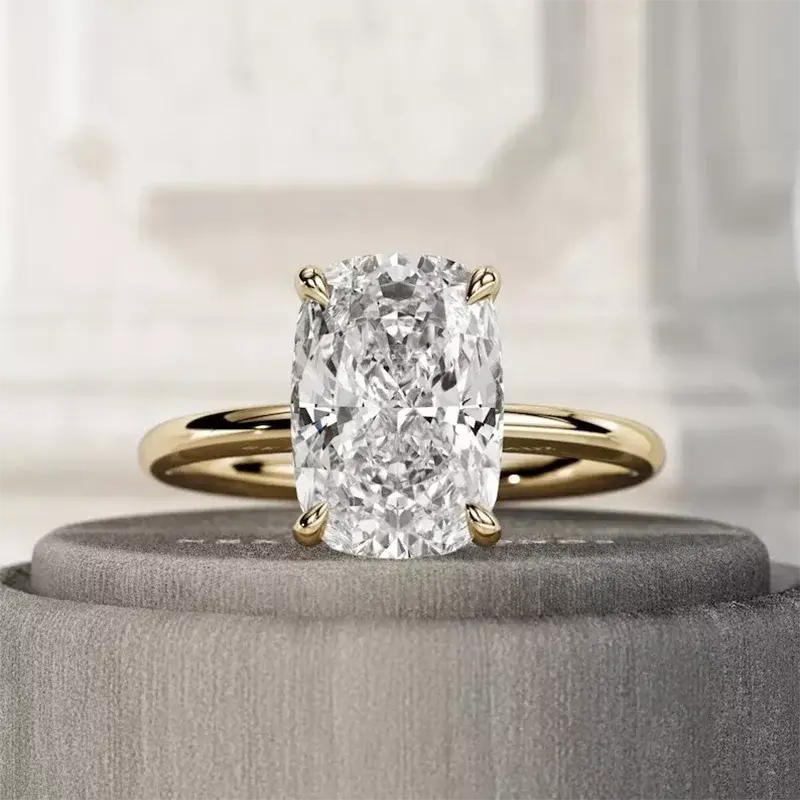 4 Ct Elongated Cushion Cut IGI DEF VS-VVS Lab Grown Diamond Solitaire Ring 14kt Yellow Gold CVD HPHT Diamond Wedding Ring Maison Valderre 4 Ct Elongated Cushion Cut IGI DEF VS-VVS Lab Grown Diamond Solitaire Ring 14kt Yellow Gold CVD HPHT Diamond Wedding Ring   Maison Valderre