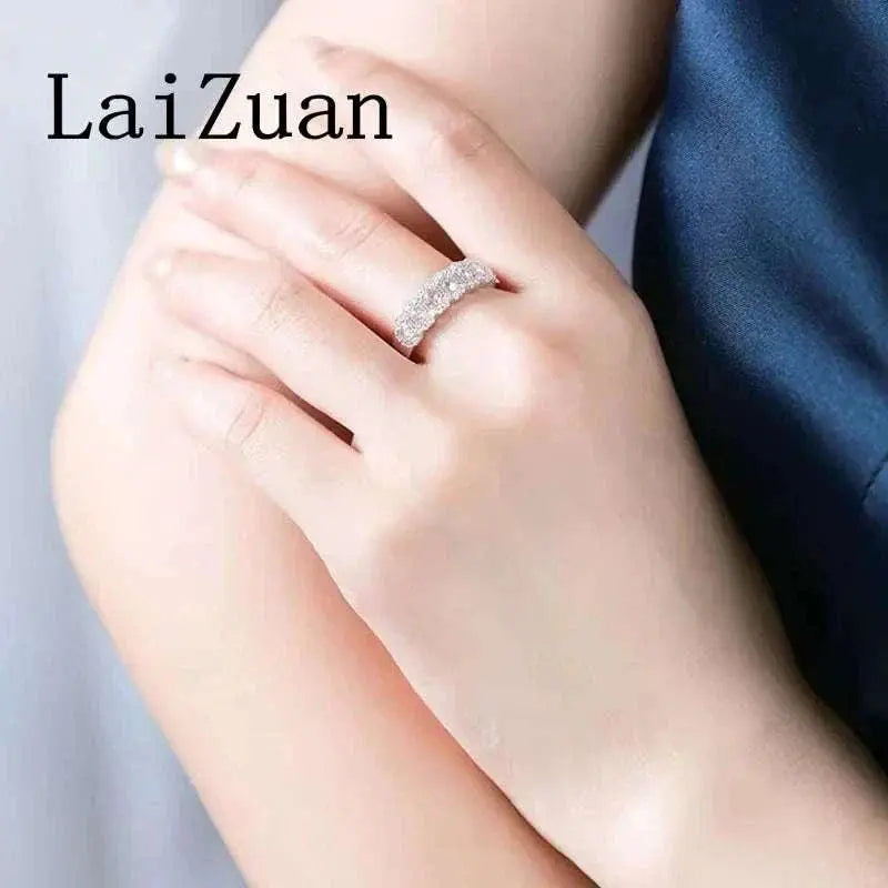 LaiZuan Solid 18k White Gold Rose Cut Natural Diamonds Ring Women Custom Diamond Band Women Luxurious Jewelry Trendy Design - The Sparkling Squirrels & Co.