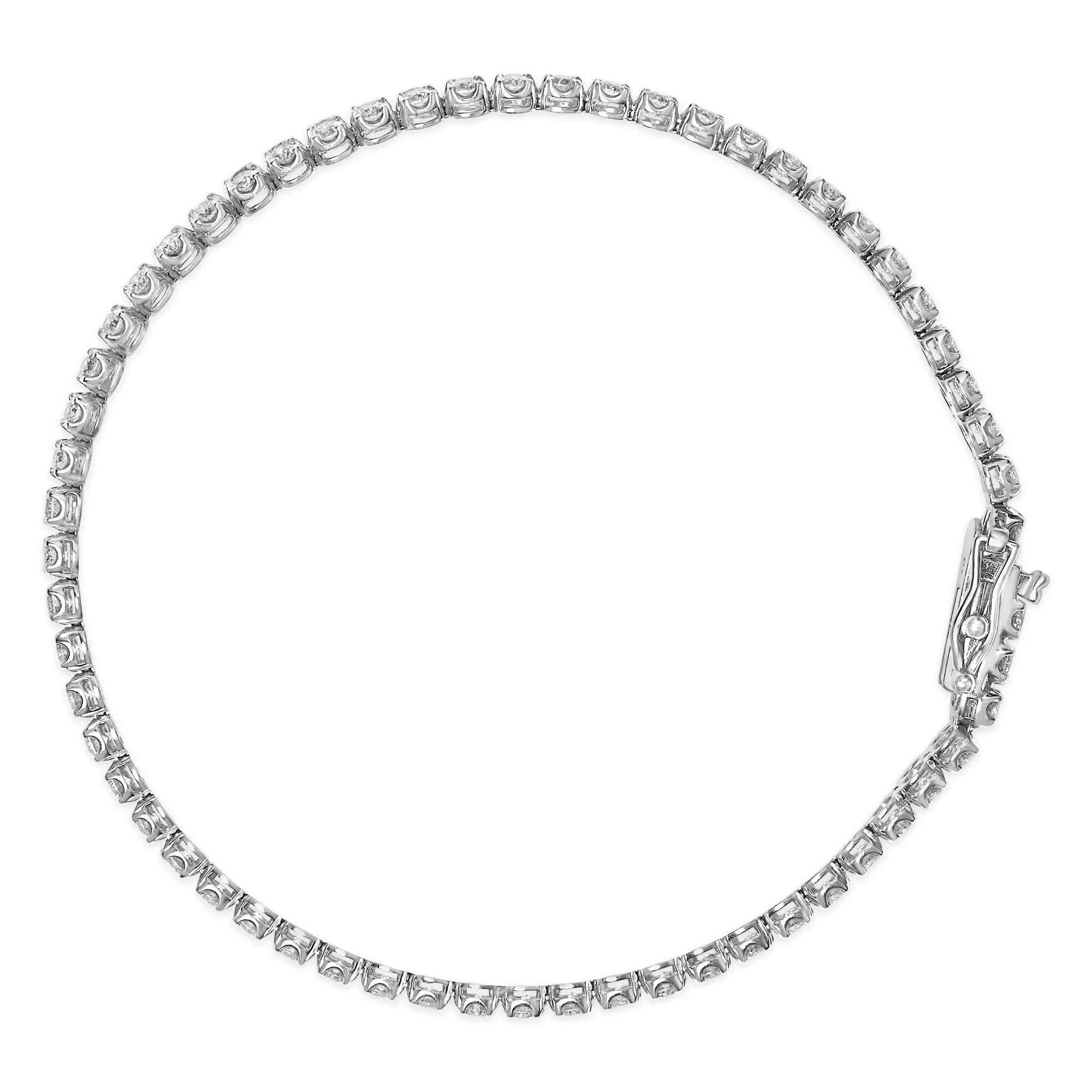 18K White Gold 5 3/5 Cttw Natural Diamond Double Row Link Tennis Bracelet (G-H Color, VS1-VS2 Clarity) - 7" Inches Infinite Jewels