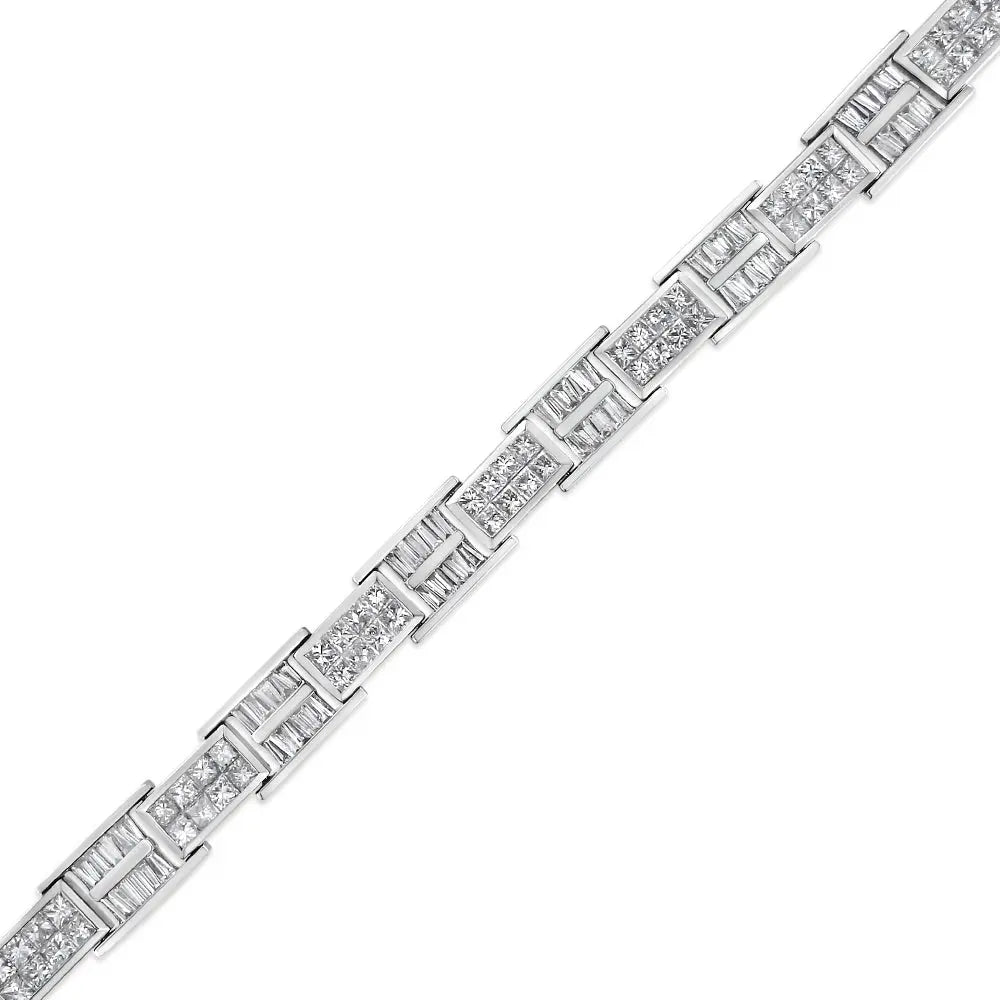 14K White Gold 10 5/8 Cttw Diamond Panel Link Bracelet  - 7" Inches Infinite Jewels