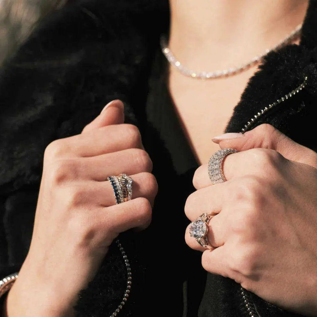 LUXE EDITION: 18K Yellow & White Gold Teton Stacking Rings™ (2 Ring Set) - The Sparkling Squirrels & Co.