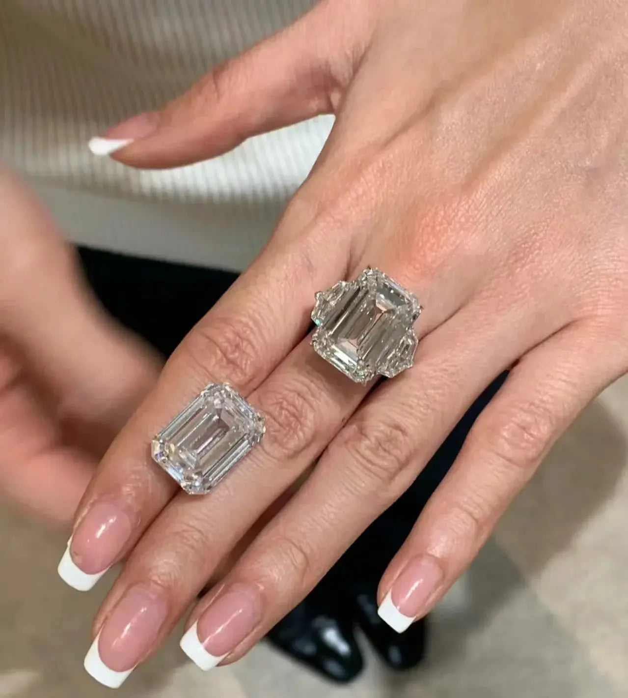 15Ct Emerald Cut EF/VS VVS Lab Grown Diamond Luxurious 3 Stone Ring 14K Gold IGI Certified Wedding Ring Maison Valderre