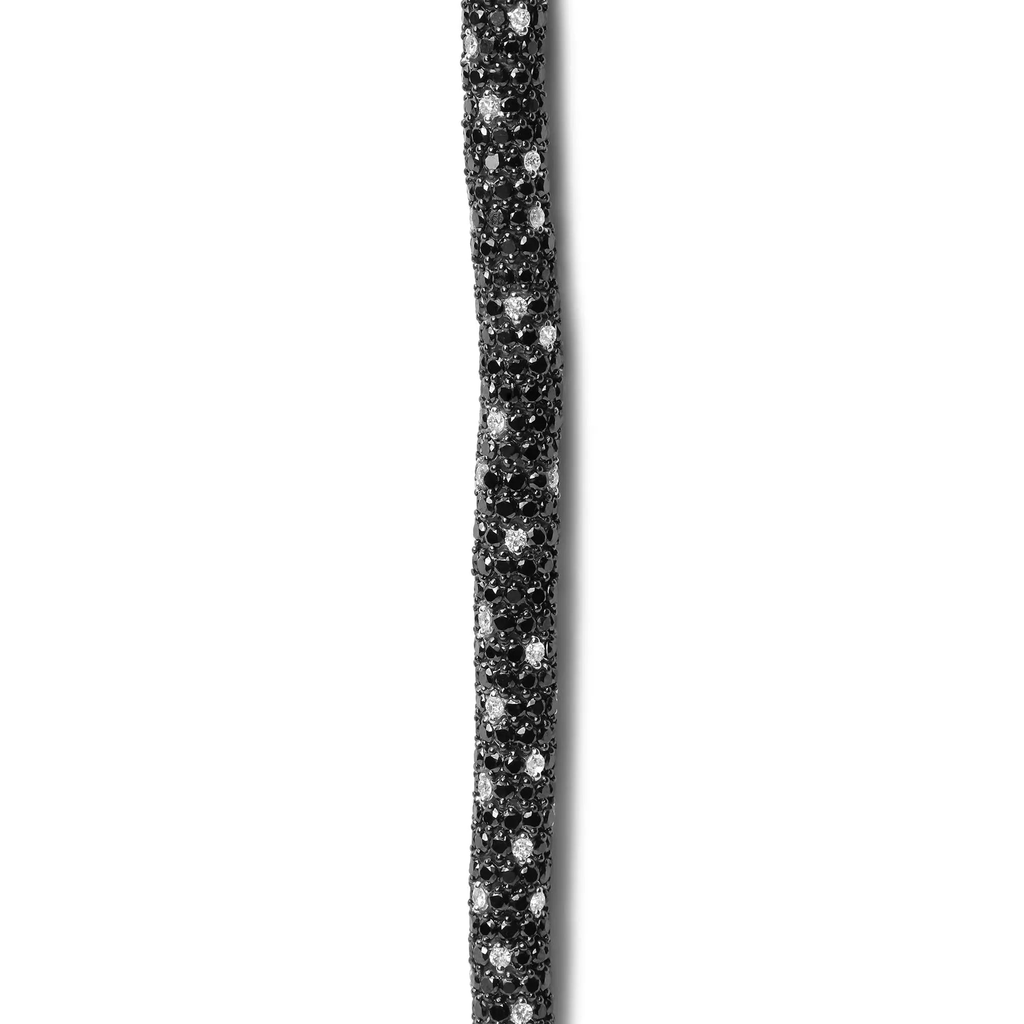 18K White Gold 20.0 Cttw Black and White Pave Set Diamond Eternity Snake Skin Style Tennis Bracelet (Black and G-H Color, SI1-SI2 Clarity) - Size 7" Infinite Jewels