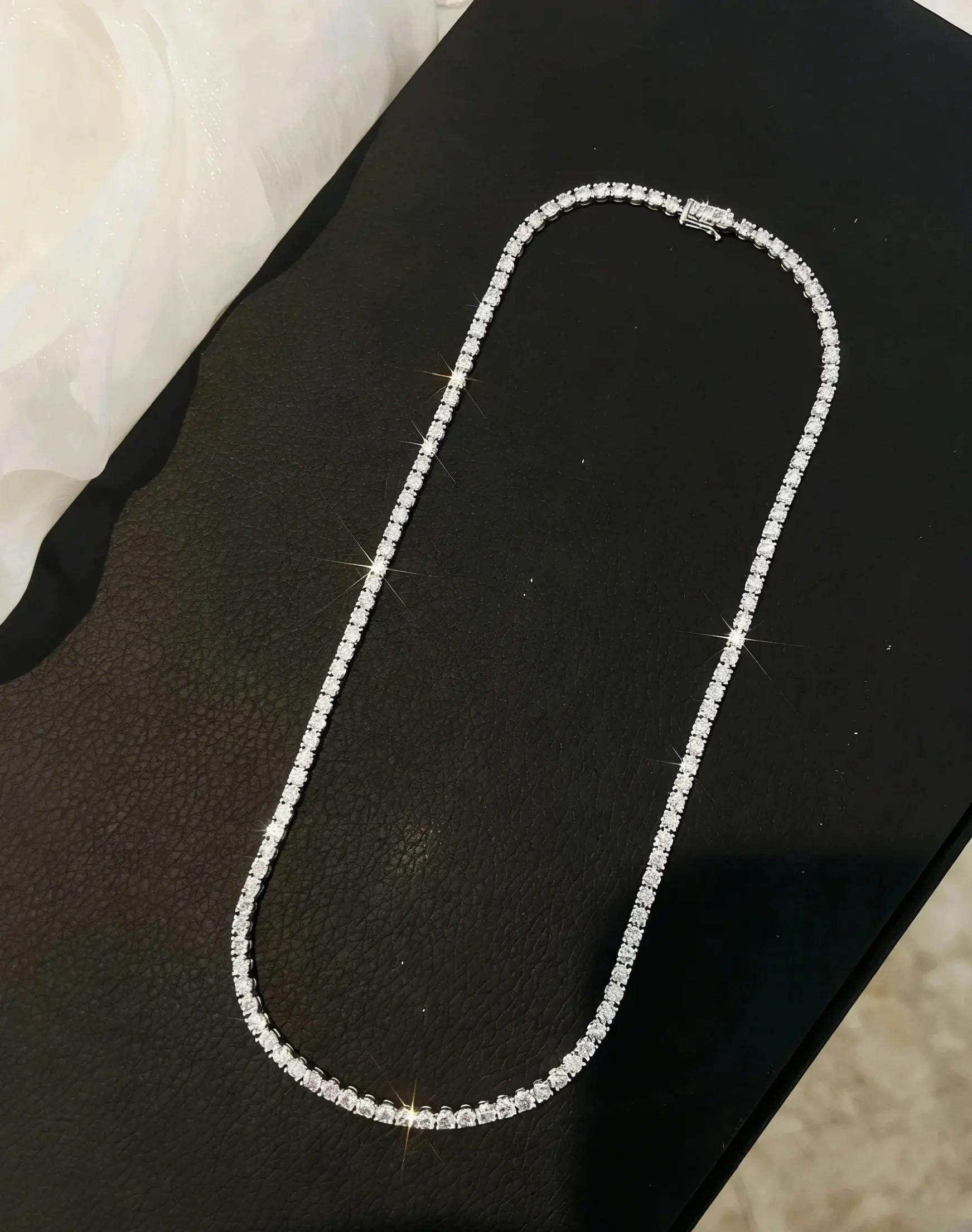 Round Cut Diamond Tennis Necklace, Lab Grown Diamond Necklace, Unisex Tennis Necklace, 0.1 CT each Round Diamond Necklace, Gift Maison Valderre