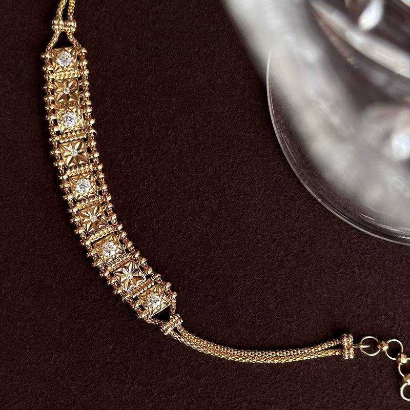 Aazuo Original Design 18K Yellow Gold Natrual Sapphire Real Diamonds Line Bracelet for Woman Upscale Trendy Engagement Party - The Sparkling Squirrels & Co.