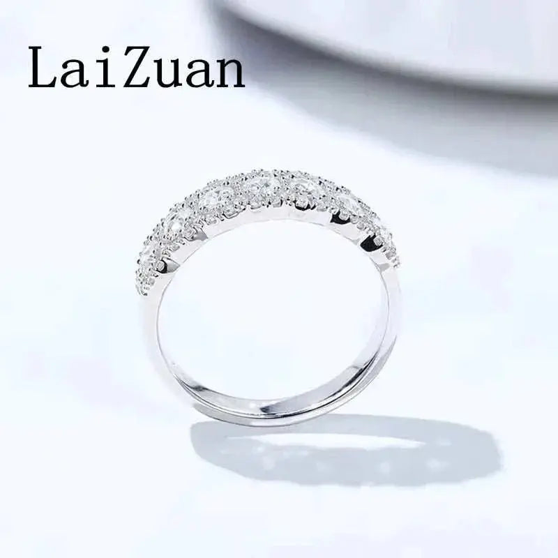 LaiZuan Solid 18k White Gold Rose Cut Natural Diamonds Ring Women Custom Diamond Band Women Luxurious Jewelry Trendy Design - The Sparkling Squirrels & Co.