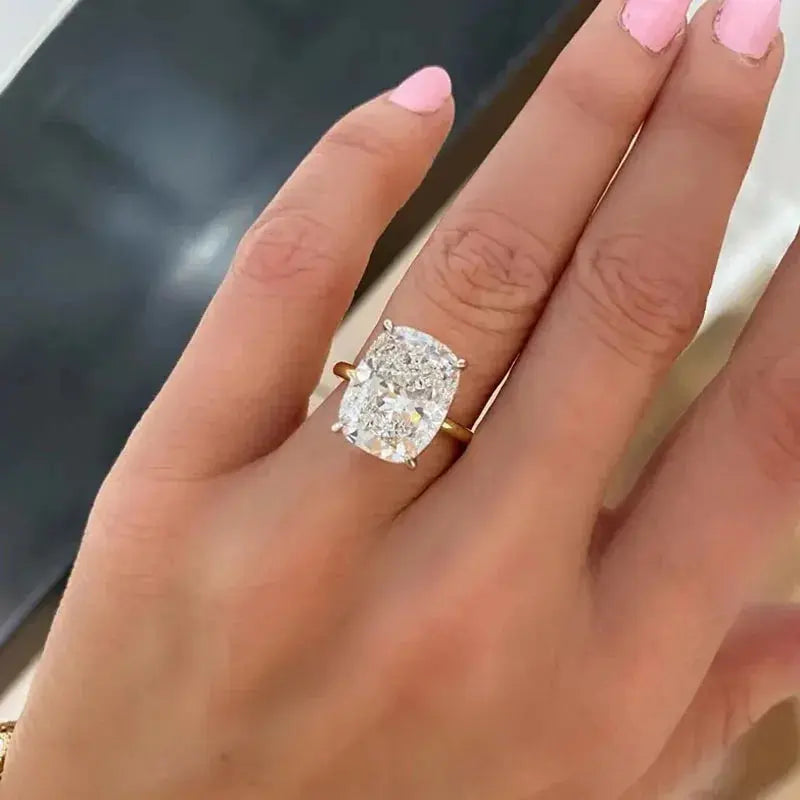 Huge Ct Ring 7.00ct DEF / VS VVS Cushion Lab Diamond Solitaire Ring IGI Certified Custom10K 14K 18K Gold Luxury Maison Valderre Huge Ct Ring 7.00ct DEF / VS VVS Cushion Lab Diamond Solitaire Ring IGI Certified Custom10K 14K 18K Gold Luxury   Maison Valderre