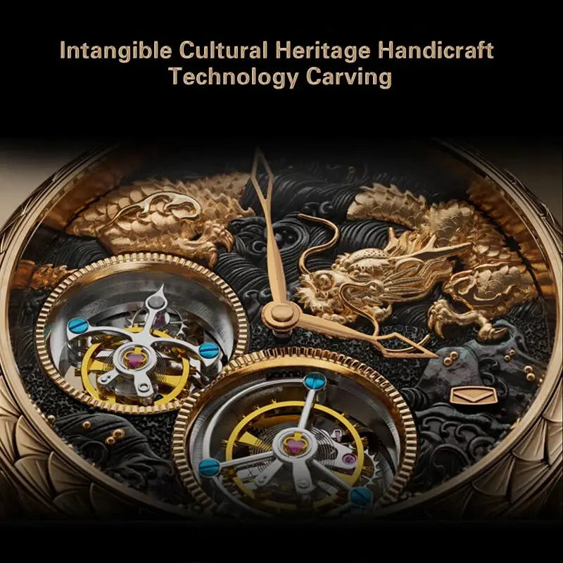 Sea-Gull Master Series Nine Dragons Dual Tourbillon Top Luxury Men's Manual Mechanical Watch Hand Wind Watches 18K RoseGlod 8839 Maison Valderre