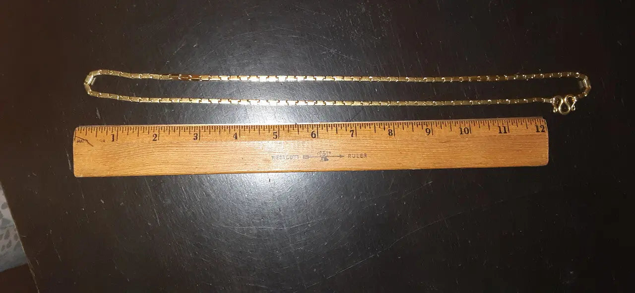 Stunning Baht Chain Necklace from Thailand- 24K Gold, 27" long- Unisex Artist name unknown