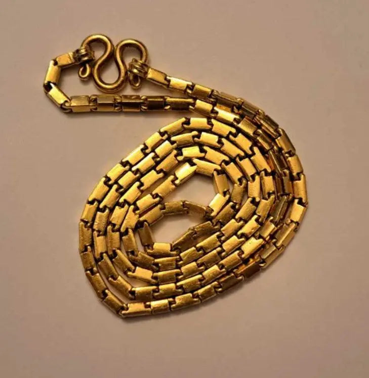 Stunning Baht Chain Necklace from Thailand- 24K Gold, 27" long- Unisex Artist name unknown