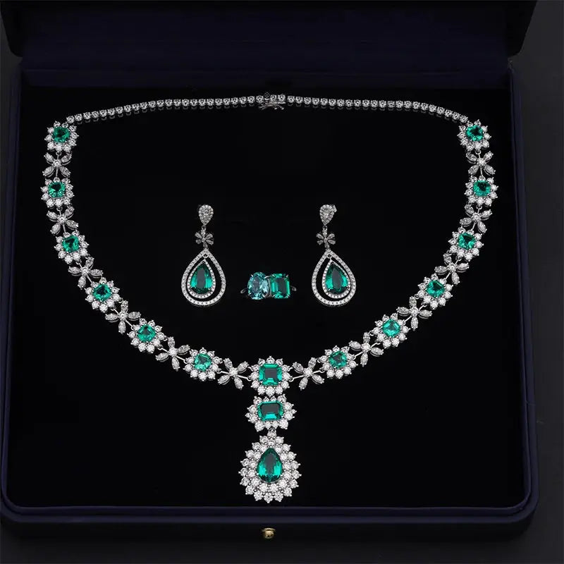 Starsgem Gorgeous Fashion Wholesale Price Lab Emerald Gemstone Women Jewelry Sets Maison Valderre