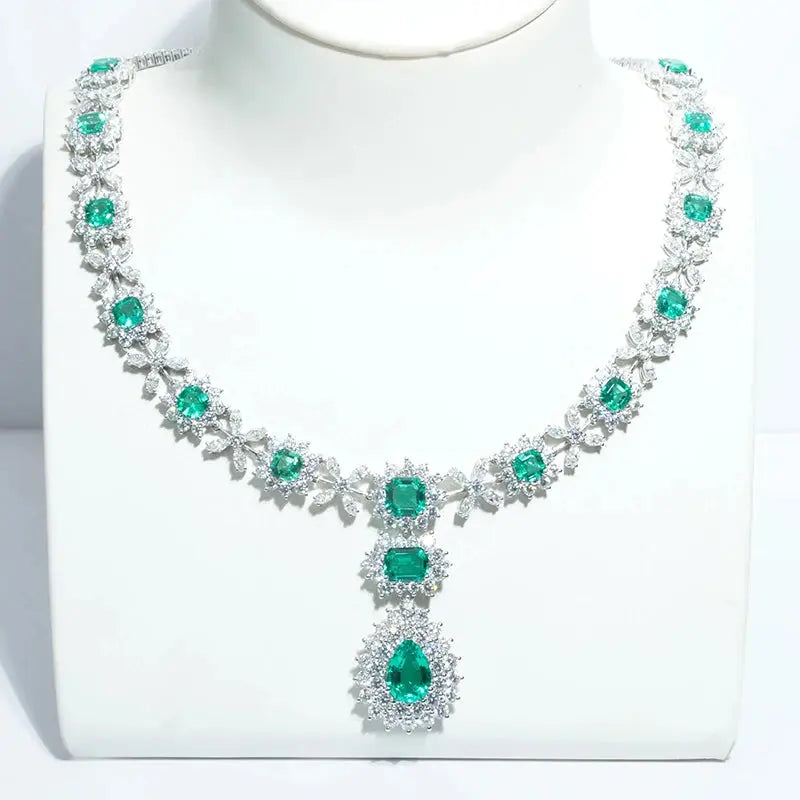 Starsgem Gorgeous Fashion Wholesale Price Lab Emerald Gemstone Women Jewelry Sets Maison Valderre