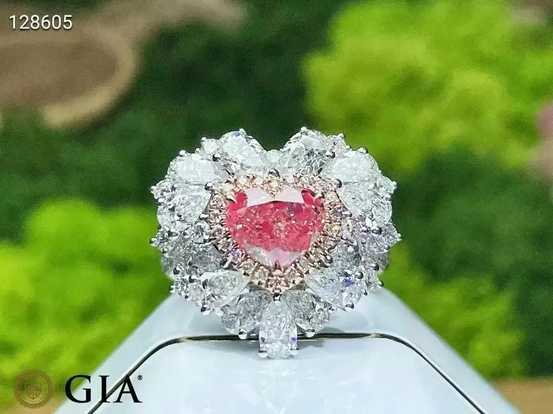 SGARIT  Certified Fine Jewelry 18k Gold 1.51ct Light Pinkish Brown Diamond Pink Diamond Heart Cut Jewellery Engagement Ring Maison Valderre