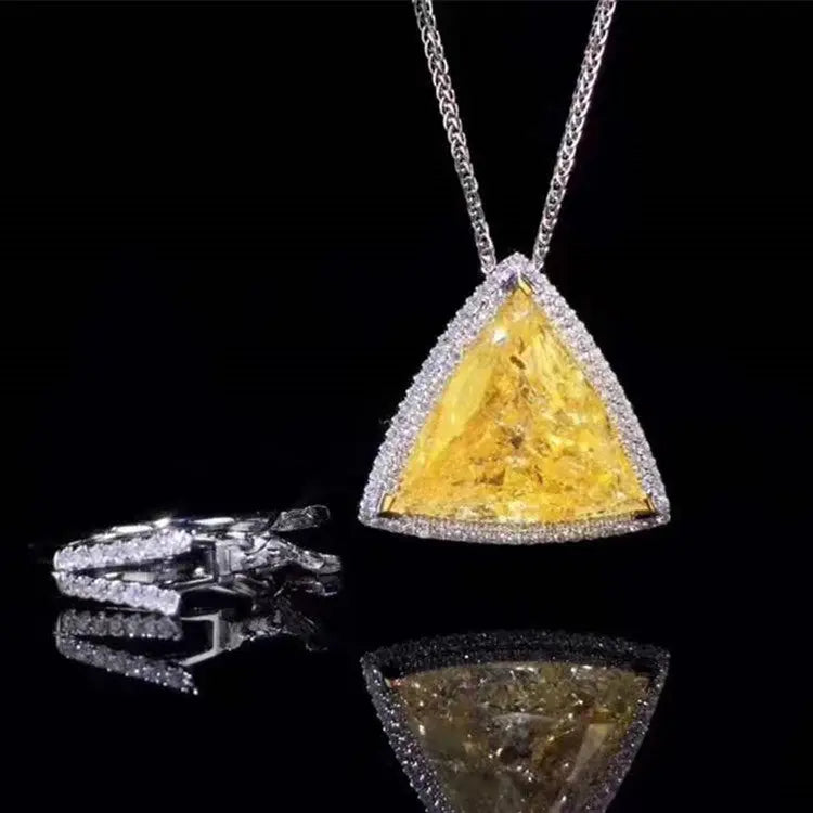 Dual Use Luxury Diamond Wedding Jewelry 18k Gold 10.35ct I2 Natural Yellow Diamond Necklace Pendant Ring Jewelry Maison Valderre