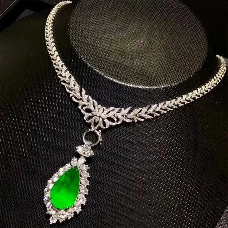 Luxury Necklace Jewelry Wholesale Brand 12.78ct Natural Gemstone Green Emerald 18k Gold Pendant Necklace - The Sparkling Squirrels & Co.