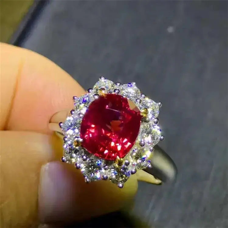 3.05ct Burma Red Ruby 18k Gold Fine Wedding Gemstone Ring Maison Valderre