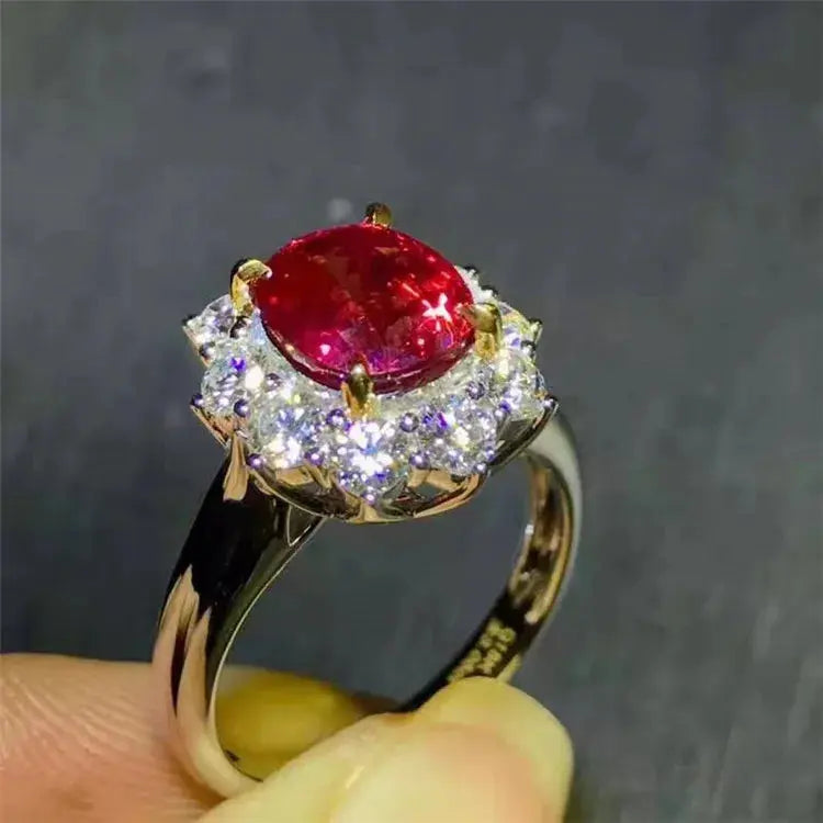 3.05ct Burma Red Ruby 18k Gold Fine Wedding Gemstone Ring Maison Valderre