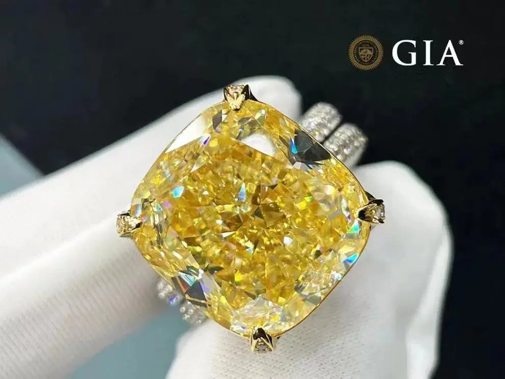 SGARIT Jewelry Yellow Diamond Engagement Ring 18K White Gold 20.12CT GIA Certificate VS2 Fancy Light Yellow Luxury Diamond Ring Maison Valderre