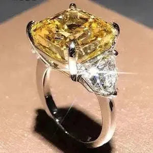 14K White Gold 10 Carat Yellow Moissanite Diamond Wedding Engagement Ring Maison Valdorre