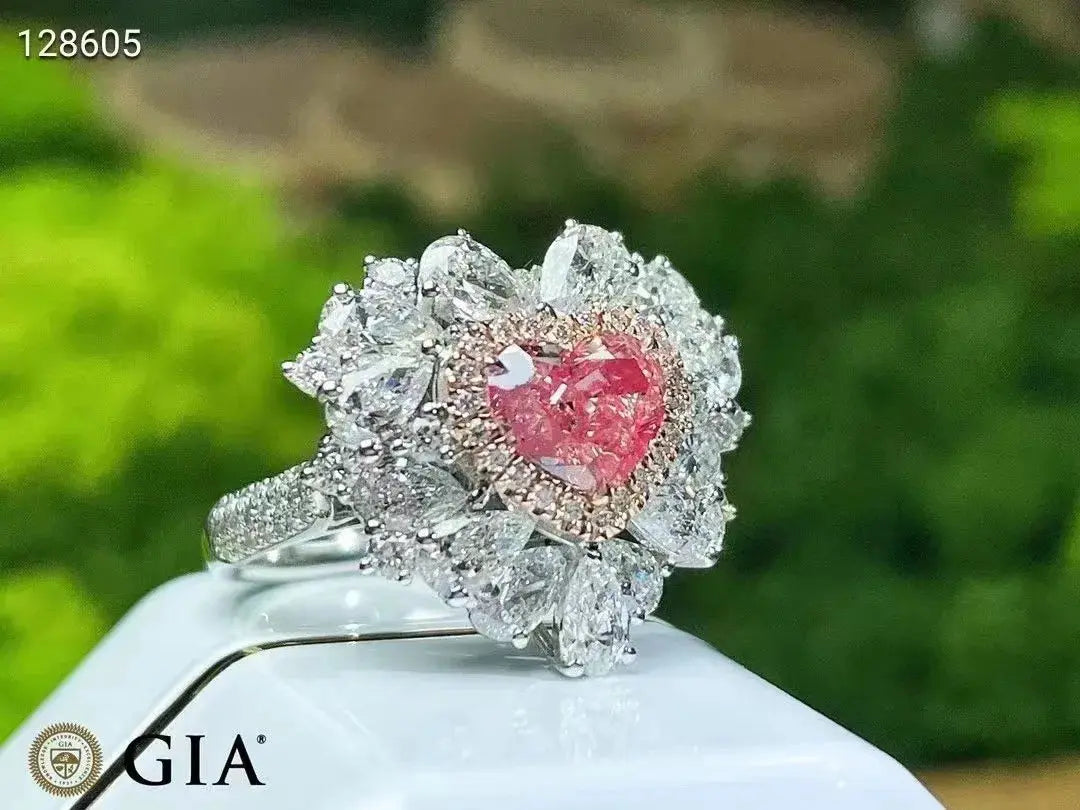 SGARIT  Certified Fine Jewelry 18k Gold 1.51ct Light Pinkish Brown Diamond Pink Diamond Heart Cut Jewellery Engagement Ring Maison Valderre