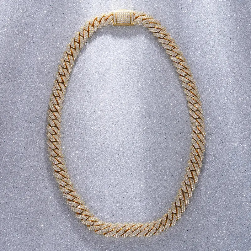 Starsgem 14k Gold Necklace Customized Jewelry Round Moissanite Cuban Link Chain 14k Solid Gold Necklace Maison Valderre