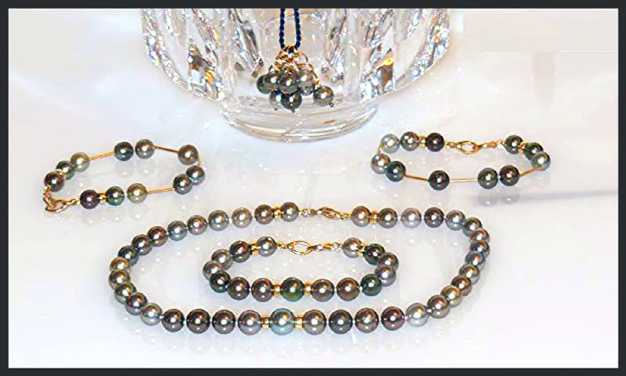 Tahitian Pearl Mega Set-Round-Multi Color-Interchangeable Necklace/Bracelet, Earrings/Pendant Jane A Gordon: Designs for Life