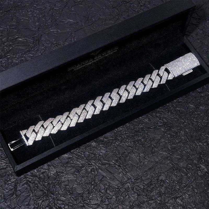 Diamond hair new cross-border hot-selling 18m4 row stone Cuban chain 5A zircon inlaid with European and American hip-hop men's b - The Sparkling Squirrels & Co.