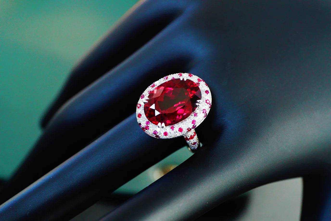 JHY25 Red Tourmaline About 7.7ct Pure 18K Gold Jewel Natural Pink Tourmaline Gemstones Diamonds Female Rings for Women Fine Ring - The Sparkling Squirrels & Co.