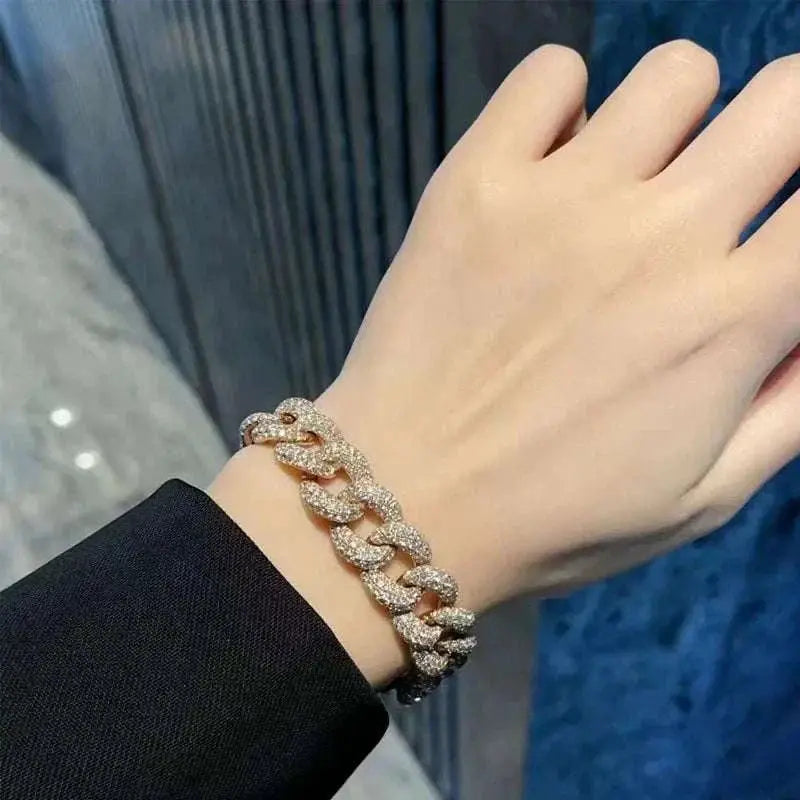 Three-dimensional three-row bracelet 18K gold diamond bracelet real gold real diamond ins light luxury high jewelry bracelet - The Sparkling Squirrels & Co.