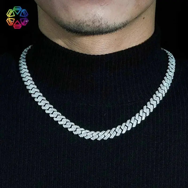 Diamond hair cross-border new hot-selling 10mm European and American copper inlaid zircon hip-hop rhombus Cuban bracelet necklac - The Sparkling Squirrels & Co.