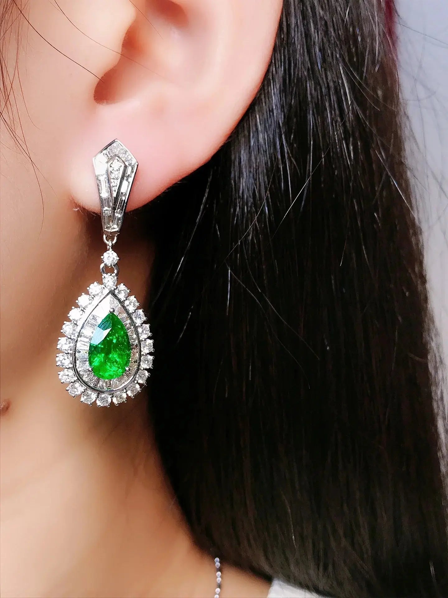 3.38ct Emerald Diamond Studs