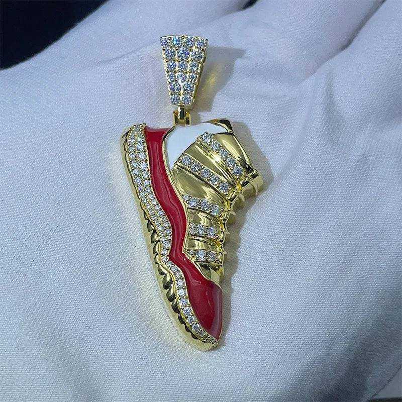 Diamond hair new personalized shoes pendant 925 silver moissanite inlaid with European and American trendy brands men's hip-hop - The Sparkling Squirrels & Co.