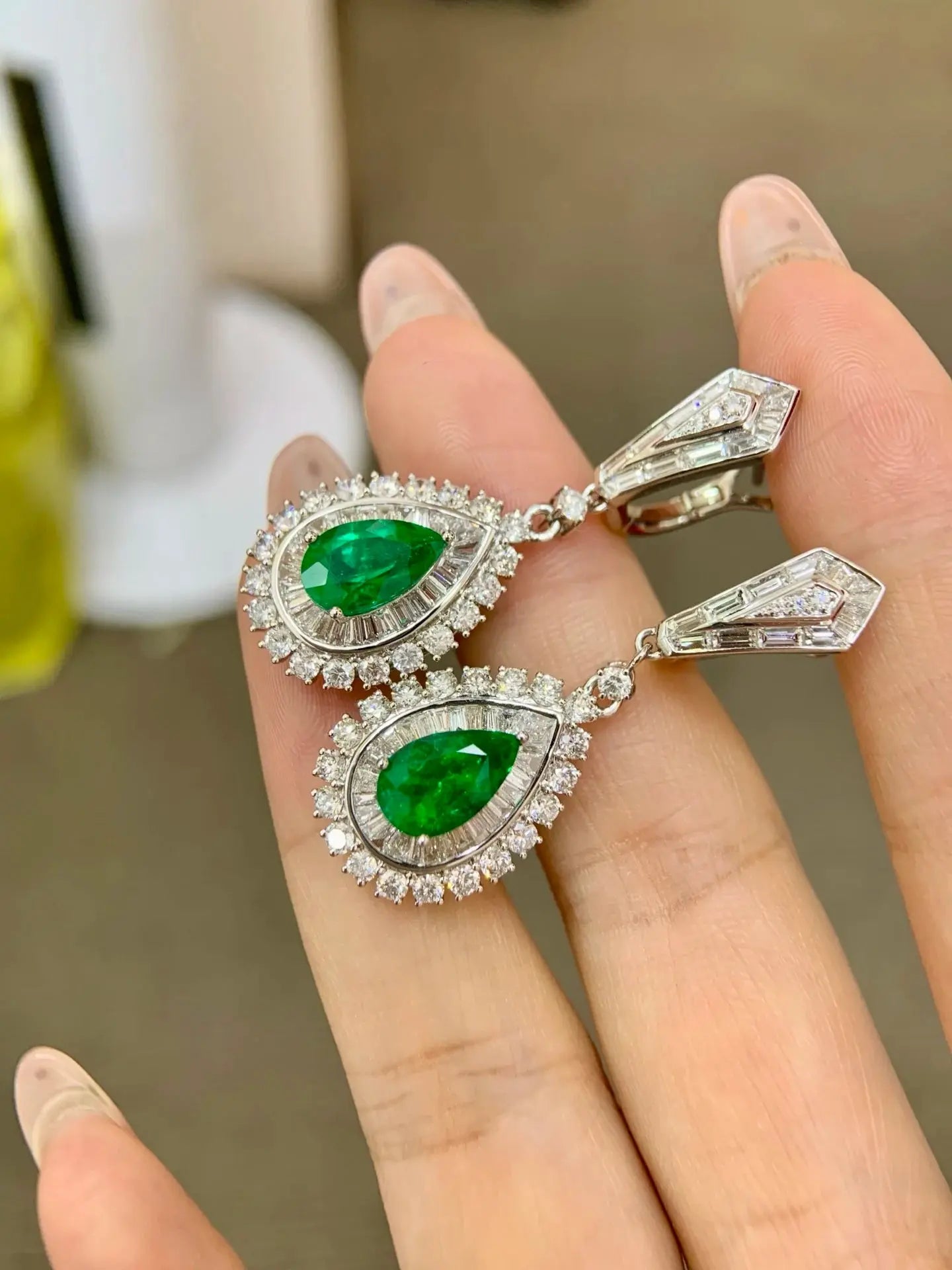 3.38ct Emerald Diamond Studs