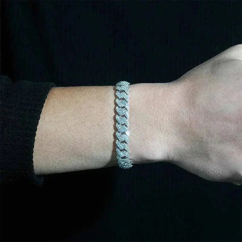 Diamond hair cross-border new hot-selling 10mm European and American copper inlaid zircon hip-hop rhombus Cuban bracelet necklac - The Sparkling Squirrels & Co.