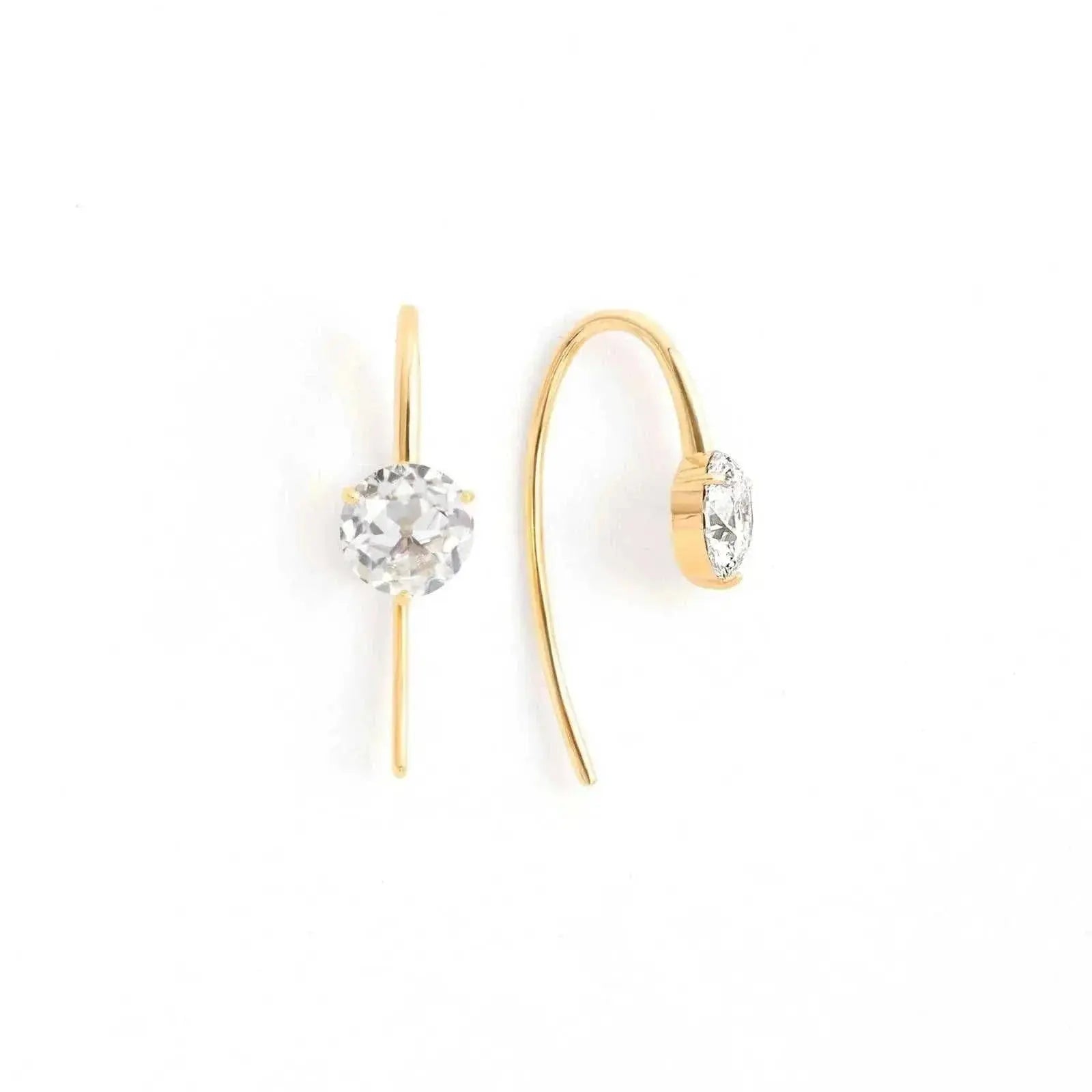 14K 18k Yellow Gold 3ct Slender Elder Mine Cut Lab Diamond Lever Earrings can be customized in other specifications - The Sparkling Squirrels & Co.