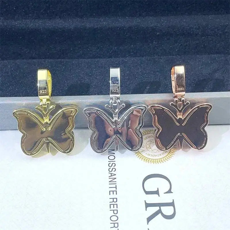 Diamond hair new personalized butterfly pendant S925 silver moissanite full of European and American hip-hop jewelry factory spo - The Sparkling Squirrels & Co.