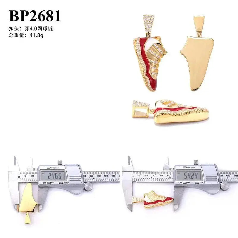 Diamond hair new personalized shoes pendant 925 silver moissanite inlaid with European and American trendy brands men's hip-hop - The Sparkling Squirrels & Co.