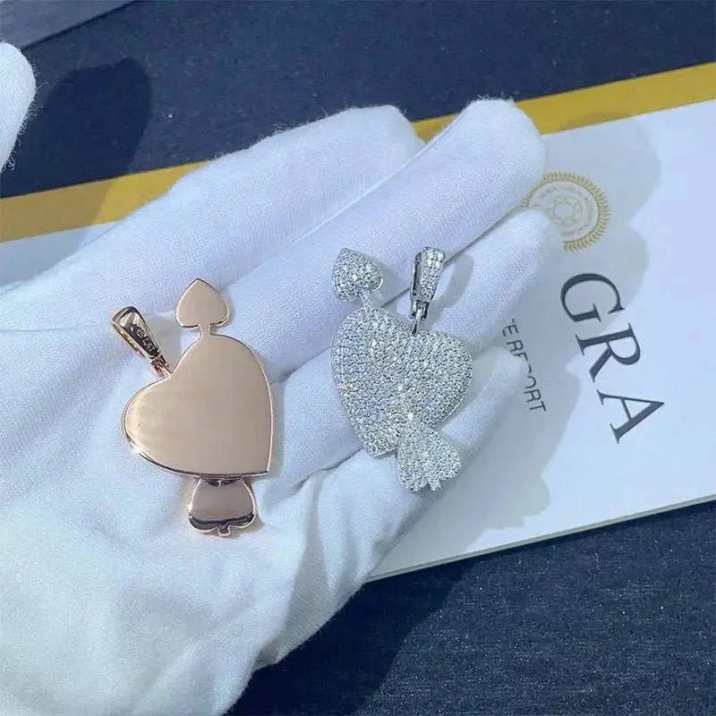 Diamond hair new men's and women's heart-shaped hip-hop pendant 925 silver D-color moissanite full inlaid 3mm tennis chain neckl - The Sparkling Squirrels & Co.