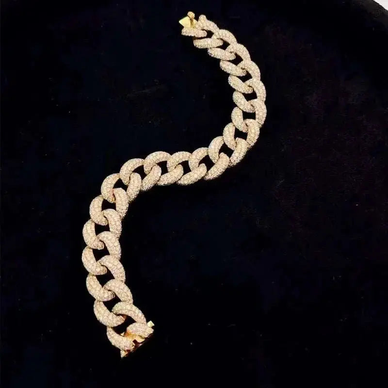 Three-dimensional three-row bracelet 18K gold diamond bracelet real gold real diamond ins light luxury high jewelry bracelet - The Sparkling Squirrels & Co.