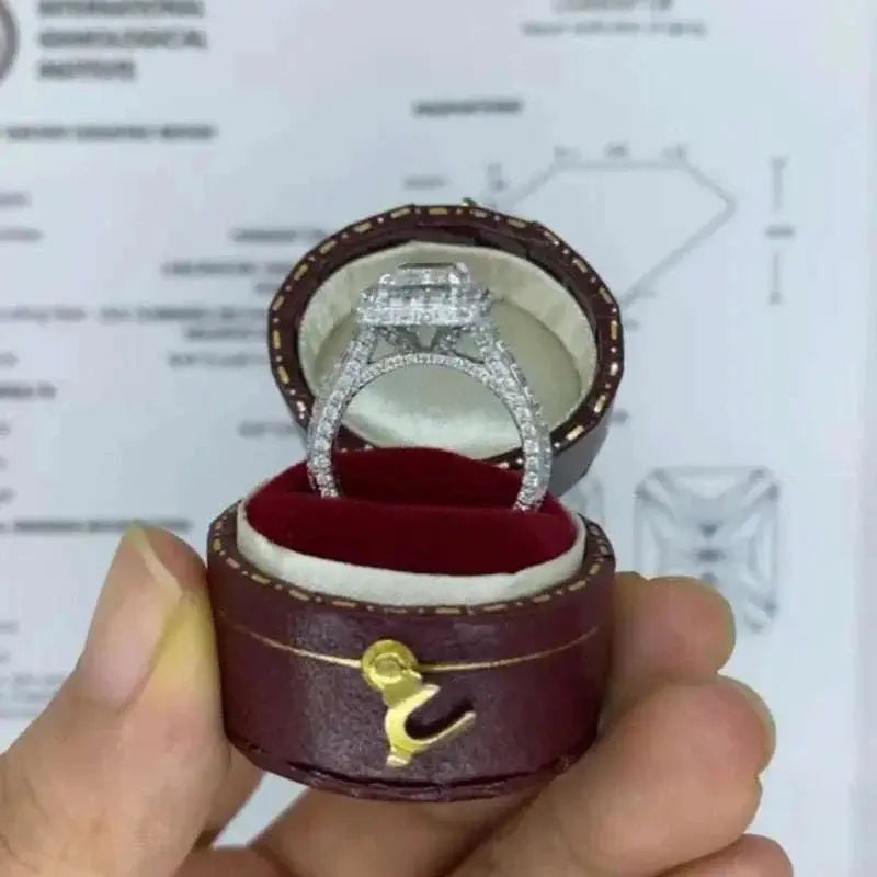 14K White Gold 2CT Radiant Cut Lab Grown Diamond Engagement Ring DEF VS CVD HPHT Lab Diamond Engagement Ring 4/3 Halo Rings IGI - The Sparkling Squirrels & Co.