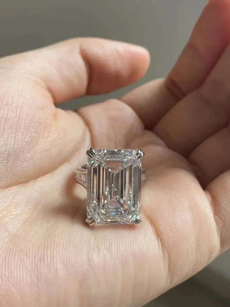 Ruif Unique Customized Luxury Design Emerald Cut 20ct F VS1 Lab Grown Diamonds Rings for Wedding Band Gifts Fine Jewelry IGI - The Sparkling Squirrels & Co.