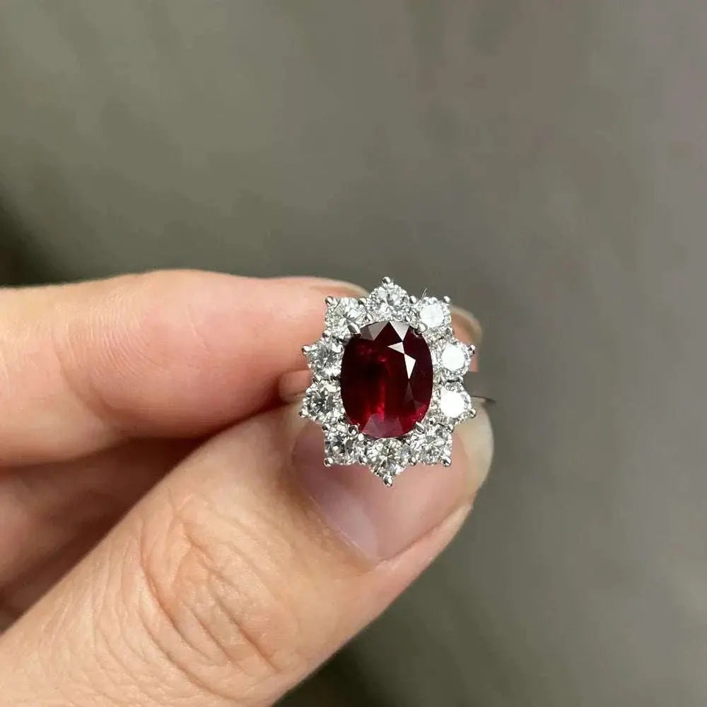 Meisidian Hot Sale 18K White Pure Gold G VS 100% Real Diamond 3 Carat Natural Original Mozambique Ruby Women Fashion Ring - The Sparkling Squirrels & Co.