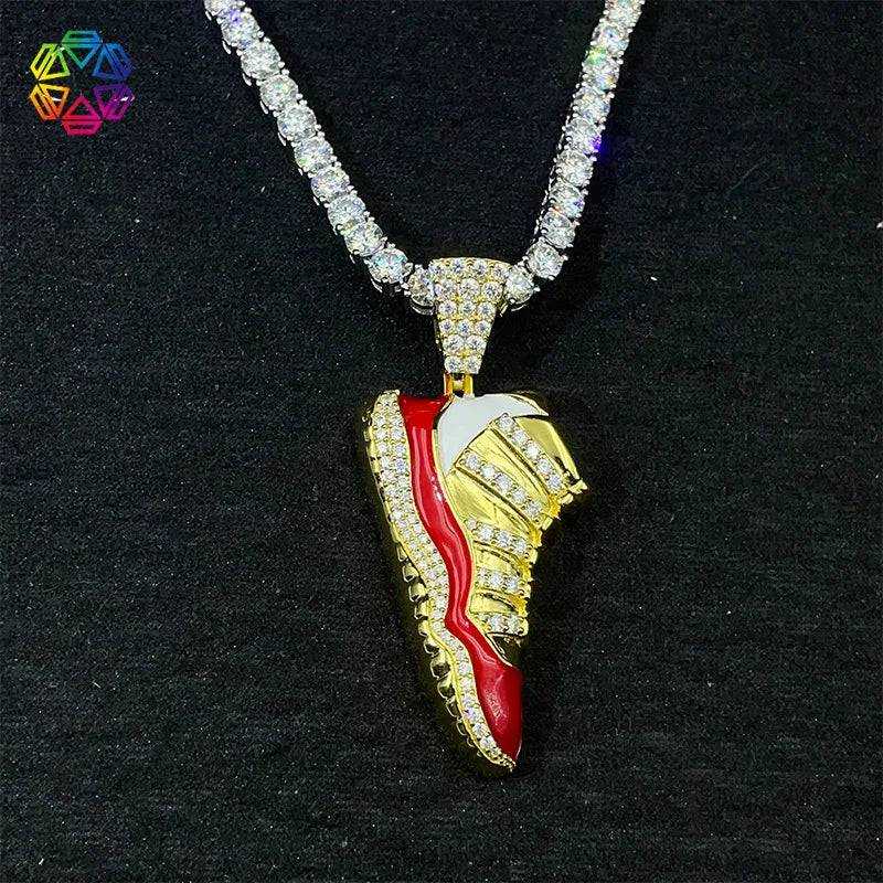 Diamond hair new personalized shoes pendant 925 silver moissanite inlaid with European and American trendy brands men's hip-hop - The Sparkling Squirrels & Co.