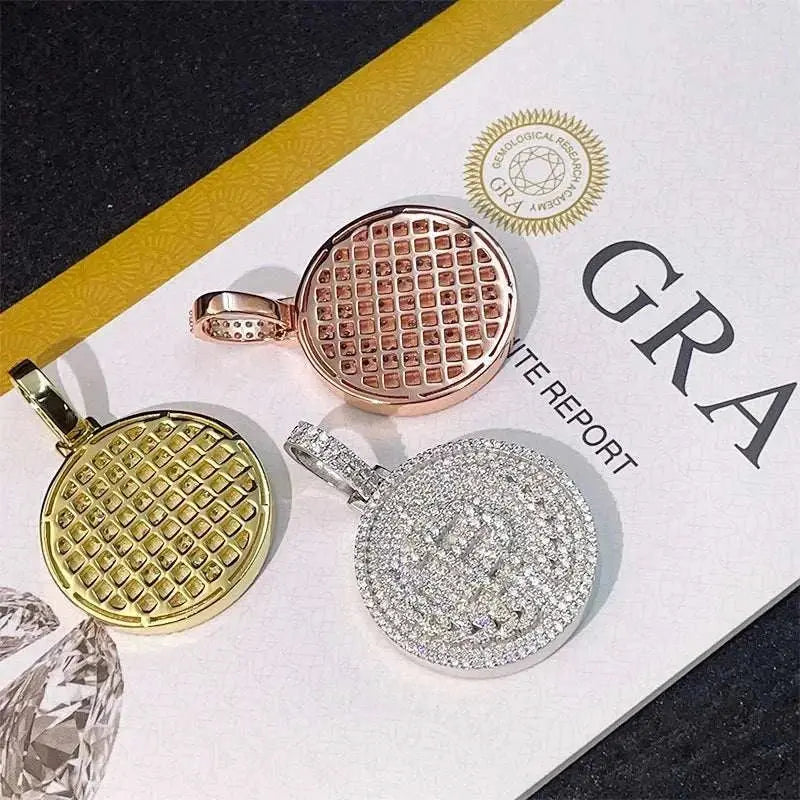 Diamond hair hot-selling bitcoin pendant 925 silver moissanite hip-hop pendant with 6.5mm tennis chain necklace - The Sparkling Squirrels & Co.