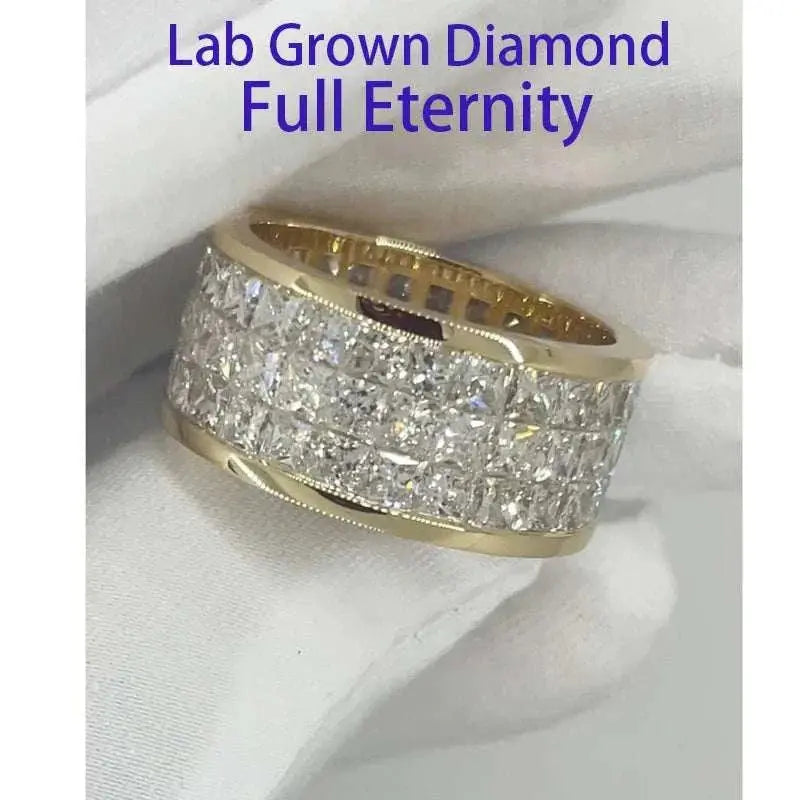 9ctw Princess CVD HPHT Lab Grown Diamond Full Eternity Ring, Engagement, 14k Yellow Gold, Gift For Woman,DEF Color Stone VS-VVS - The Sparkling Squirrels & Co. 