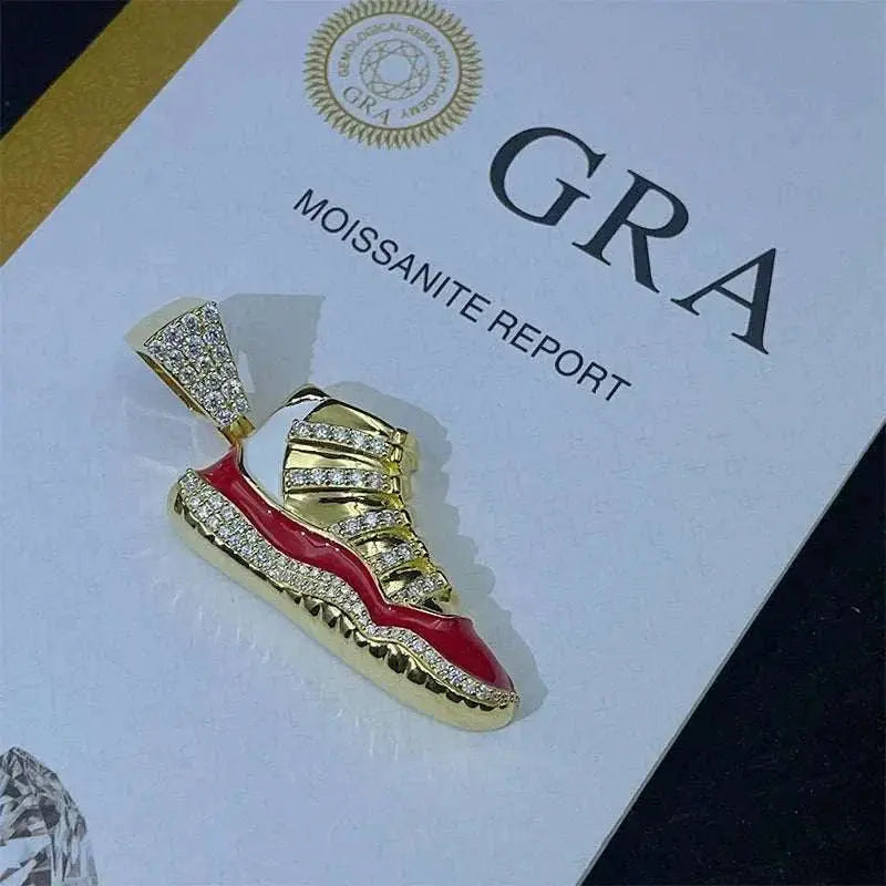 Diamond hair new personalized shoes pendant 925 silver moissanite inlaid with European and American trendy brands men's hip-hop - The Sparkling Squirrels & Co.